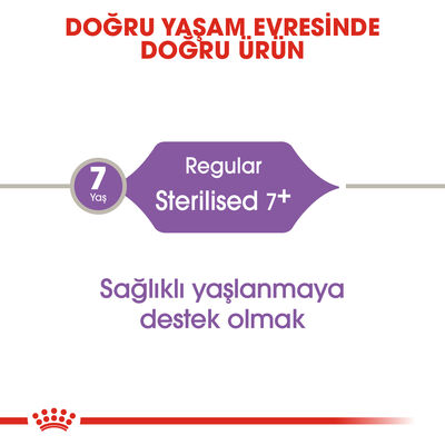Royal Canin Sterilised +7 Kısırlaştırılmış Yaşlı Kedi Maması 3,5 Kg + Wanpy Creamy Treat 5x14 Gr