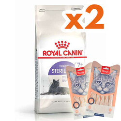Royal Canin - Royal Canin Sterilised +7 Kısırlaştırılmış Yaşlı Kedi Maması 3,5 Kg x 2 Adet + 2 Adet Wanpy Creamy Treat 5x14 Gr