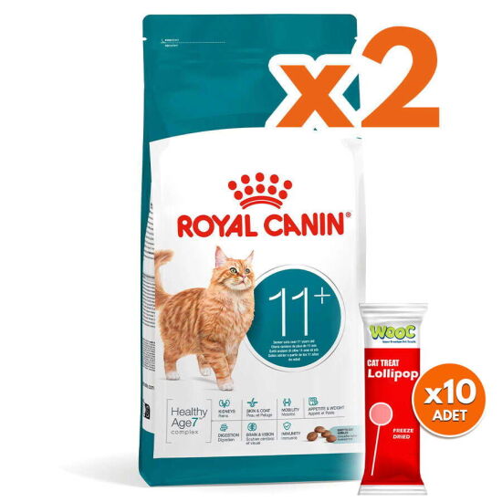 Royal Canin Healthy Ageing 11+ Yaşlı Kedi Kuru Maması 2 Kg x 2 Adet + 10 Adet Wooc Lolipop Ödül - 1