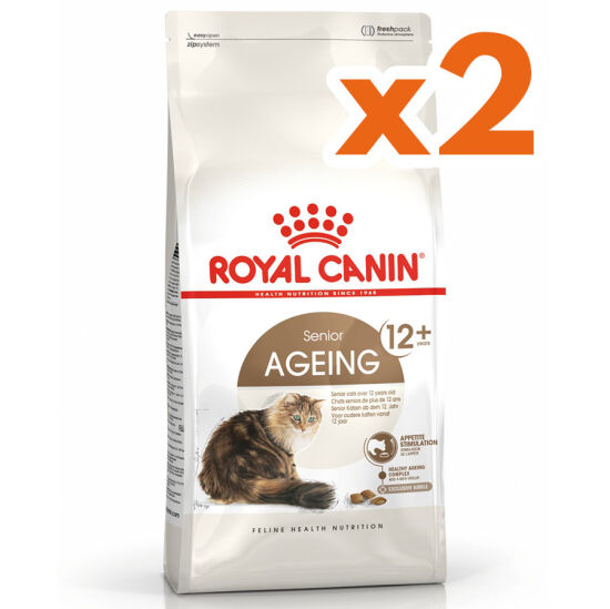 Royal Canin Ageing +12 Yaşlı Kedi Maması 2 Kg x 2 Adet + 2 Adet Crocus Cream Ödül 4x15 Gr - 2