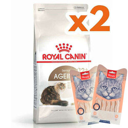 Royal Canin - Royal Canin Ageing +12 Yaşlı Kedi Maması 2 Kg x 2 Adet + 2 Adet Wanpy Creamy Treat 5x14 Gr
