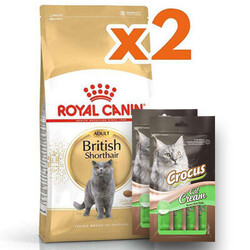 Royal Canin - Royal Canin British Shorthair Irk Kedi Maması 4 Kg x 2 Adet + 2 Adet Crocus Cream Ödül 4x15 Gr
