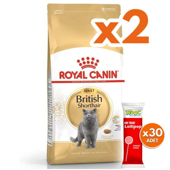 Royal Canin British Shorthair Irk Kedi Maması 10 Kg x 2 Adet + 30 Adet Wooc Lolipop Ödül - 1