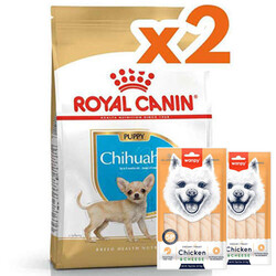 Royal Canin - Royal Canin Chihuahua Puppy Yavru Köpek Maması 1,5 Kg x 2 Adet + 2 Adet Wanpy Creamy Treat 5x14 Gr