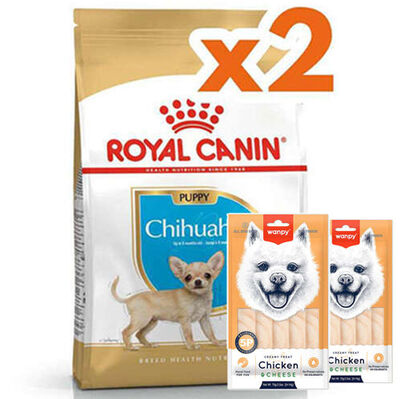 Royal Canin Chihuahua Puppy Yavru Köpek Maması 1,5 Kg x 2 Adet + 2 Adet Wanpy Creamy Treat 5x14 Gr