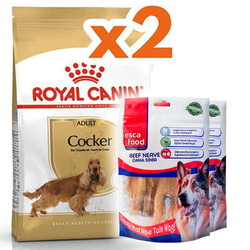 Royal Canin - Royal Canin Cocker Irkına Özel Köpek Maması 3 Kg x 2 Adet + 2 Adet Esca Food Köpek Ödülü