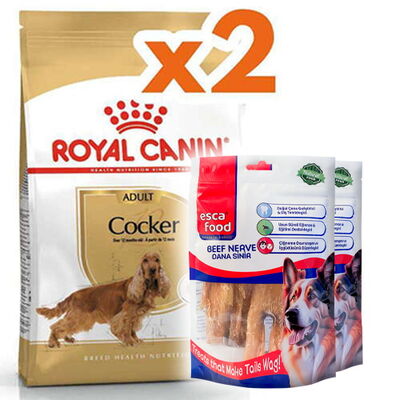 Royal Canin Cocker Irkına Özel Köpek Maması 3 Kg x 2 Adet + 2 Adet Esca Food Köpek Ödülü
