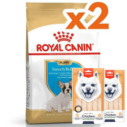 Royal Canin - Royal Canin French Bulldog Puppy Yavru Köpek Maması 3 Kg x 2 Adet + 2 Adet Wanpy Creamy Treat 5x14 Gr