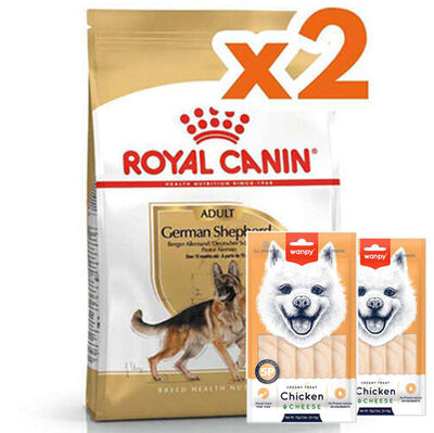 Royal Canin German Shepherd Köpek Maması 11 Kg x 2 Adet + 2 Adet Wanpy Creamy Treat 5x14 Gr