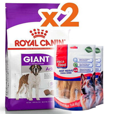 Royal Canin Giant Adult İri Irk Köpek Maması 15 Kg x 2 Adet + 2 Adet Esca Food Köpek Ödülü
