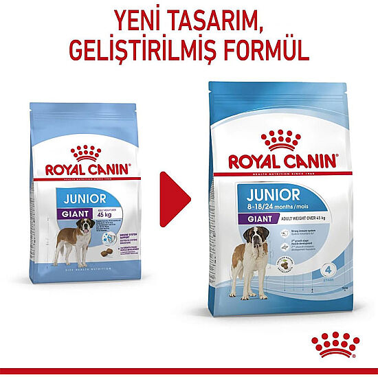 Royal Canin Giant Junior İri Irk Yavru Köpek Maması 15 Kg x 2 Adet + Temizlik Mendili - 4