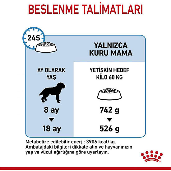 Royal Canin Giant Junior İri Irk Yavru Köpek Maması 15 Kg x 2 Adet + Temizlik Mendili - 7