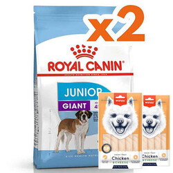 Royal Canin - Royal Canin Giant Junior İri Irk Yavru Köpek Maması 15 Kg x 2 Adet + 2 Adet Wanpy Creamy Treat 5x14 Gr