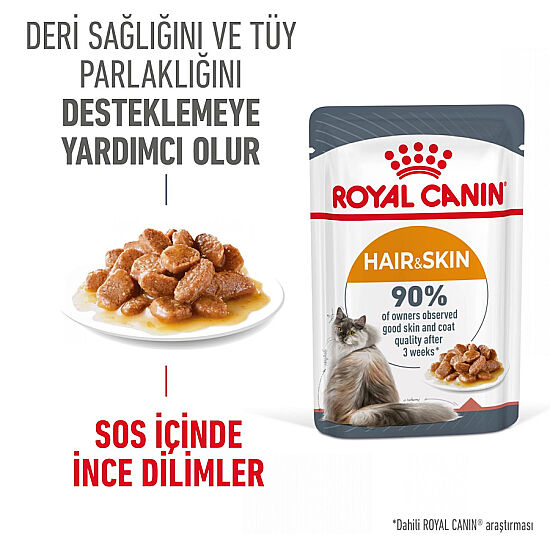 Royal Canin Pouch Gravy Hair Skin Hassas Tüylü Kedi Maması 85 Gr x 6 Adet - 4