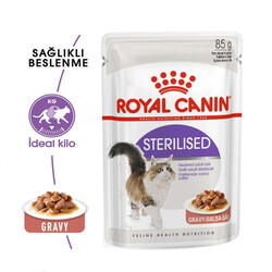 Royal Canin Pouch Gravy Sterilised Kısırlaştırılmış Yaş Kedi Maması 85 Gr - BOX - 12 Al 10 Öde - Thumbnail