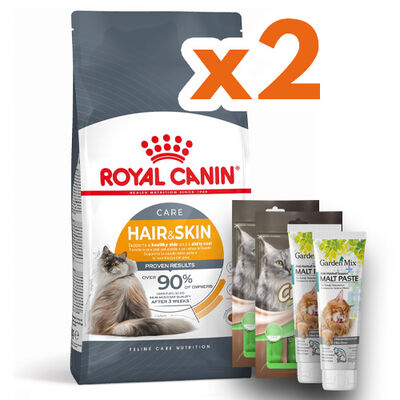 Royal Canin Hair Skin Hassas Tüylü Kedi Maması 10 Kg x 2 Adet + 2 Adet Crocus Cream 4x15 Gr + Garden Mix Paste