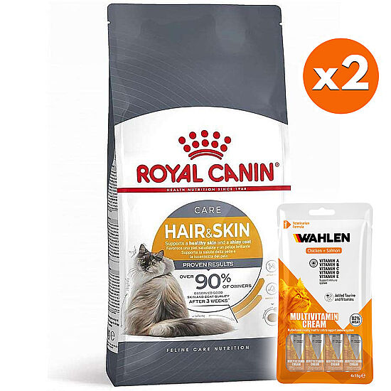 Royal Canin Hair Skin Hassas Tüylü Kedi Maması 10 Kg x 2 Adet + 6 Paket Wahlen Multivitamin 4x15 Gr - 1