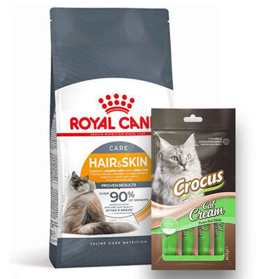 Royal Canin Hair Skin Hassas Tüylü Kedi Maması 2 Kg + Crocus Cream Ödül 4x15 Gr