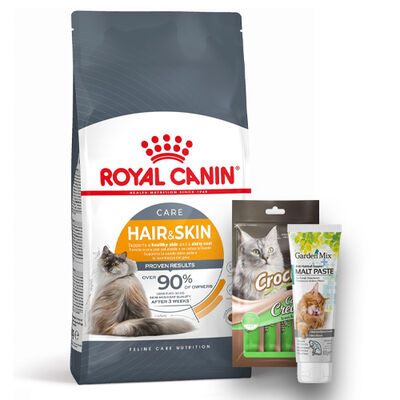 Royal Canin Hair Skin Hassas Tüylü Kedi Maması 10 Kg + Crocus Cream 4x15 Gr + Garden Mix Paste