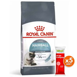 Royal Canin Hairball Tüy Yumağı Kontrolü Kedi Maması 2 Kg + 5 Adet Wooc Lolipop Ödül - Royal Canin