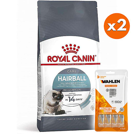 Royal Canin Hairball Tüy Yumağı Kontrolü Kedi Maması 2 Kg x 2 Adet + 2 Paket Wahlen Multivitamin 4x15 Gr - 1
