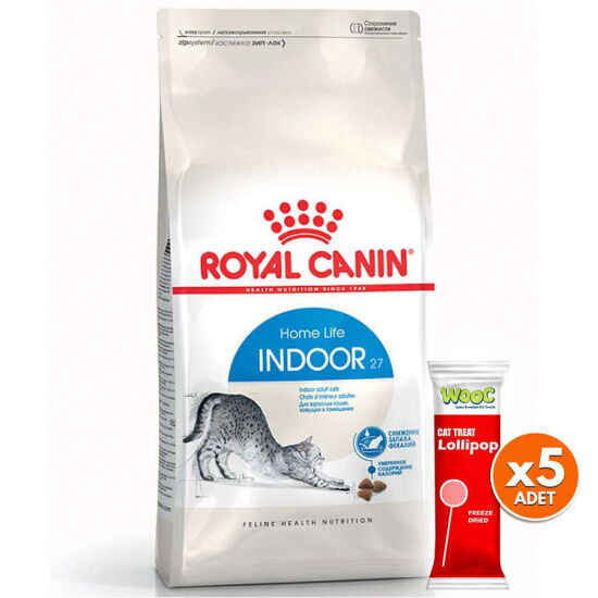 Royal Canin Indoor Ev Kedileri İçin Kedi Maması 2 Kg + 5 Adet Wooc Lolipop Ödül - 1