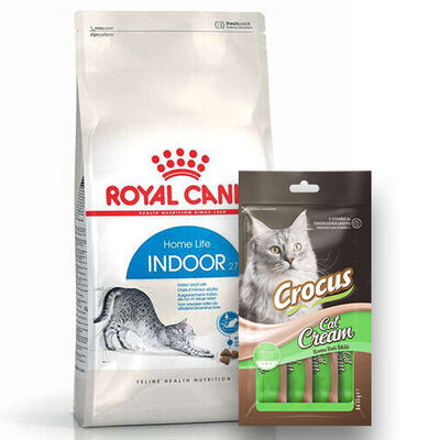 Royal Canin Indoor Ev Kedileri İçin Kedi Maması 2 Kg + Crocus Cream Ödül 4x15 Gr