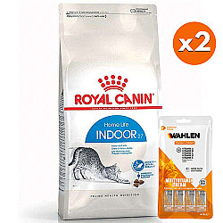 Royal Canin Indoor Ev Kedileri İçin Kedi Maması 2 Kg x 2 Adet + 2 Paket Wahlen Multivitamin 4x15 Gr - Royal Canin