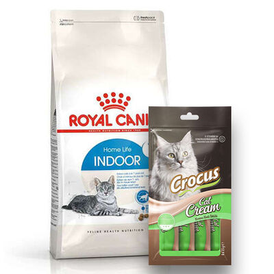 Royal Canin Indoor +7 Ev Kedileri için Yaşlı Kedi Maması 1,5 Kg + Crocus Cream Ödül 4x15 Gr