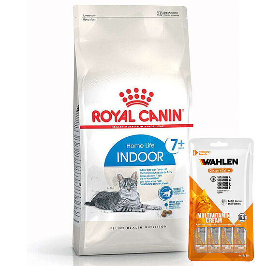 Royal Canin Indoor +7 Yaşlı Ev Kedi Maması 3,5 Kg + 2 Paket Wahlen Multivitamin 4x15 Gr - 1