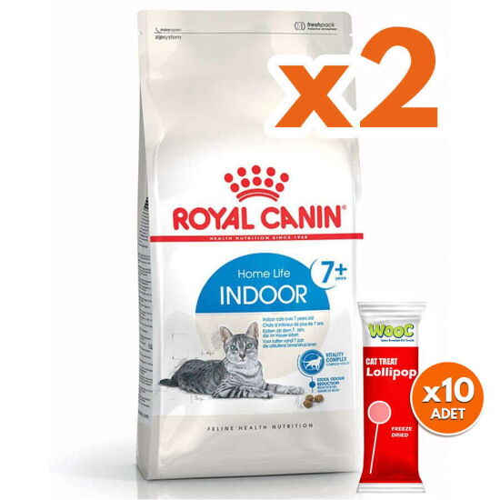 Royal Canin Indoor +7 Yaşlı Ev Kedi Maması 3,5 Kg x 2 Adet + 10 Adet Wooc Lolipop Ödül - 1