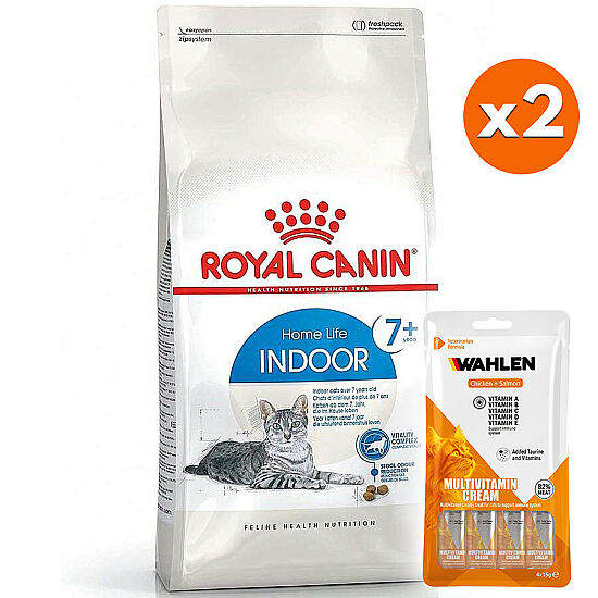 Royal Canin Indoor +7 Yaşlı Ev Kedi Maması 3,5 Kg x 2 Adet + 4 Paket Wahlen Multivitamin 4x15 Gr - 1