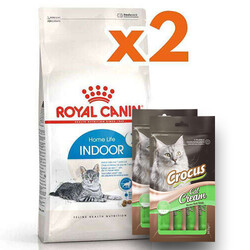 Royal Canin - Royal Canin Indoor +7 Yaşlı Ev Kedi Maması 3,5 Kg x 2 Adet + 2 Adet Crocus Cream Ödül 4x15 Gr