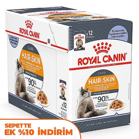 Royal Canin BOX Pouch Jelly Hair Skin Hassas Tüylü Yaş Kedi Maması 85 Gr x 12 Adet - 1