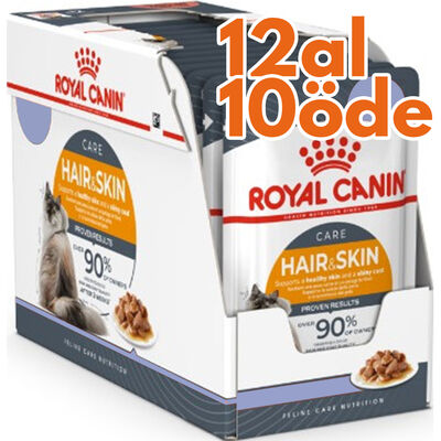 Royal Canin Pouch Jelly Hair Skin Hassas Tüylü Kedi Maması 85 Gr - BOX - 12 Al 10 Öde
