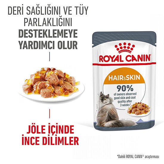 Royal Canin Pouch Jelly Hair Skin Hassas Tüylü Yaş Kedi Maması 85 Gr x 6 Adet - 3
