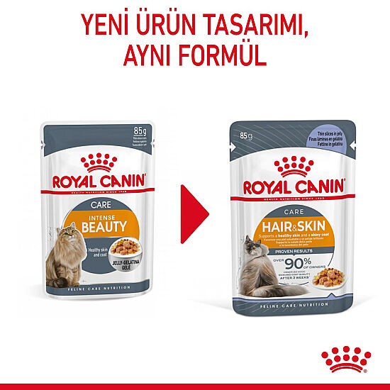 Royal Canin Pouch Jelly Hair Skin Hassas Tüylü Yaş Kedi Maması 85 Gr x 6 Adet - 6
