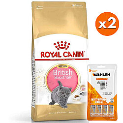Royal Canin Kitten British Shorthair Yavru Irk Kedi Maması 2 Kg x 2 Adet + 2 Paket Wahlen Multivitamin 4x15 Gr - Royal Canin