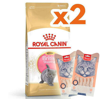 Royal Canin Kitten British Shorthair Yavru Irk Kedi Maması 2 Kg x 2 Adet + 2 Adet Wanpy Creamy Treat 5x14 Gr