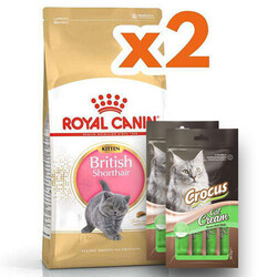 Royal Canin - Royal Canin Kitten British Shorthair Yavru Irk Kedi Maması 2 Kg x 2 Adet + 2 Adet Crocus Cream Ödül 4x15 Gr