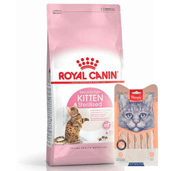 Royal Canin - Royal Canin Kitten Sterilised Kısırlaştırılmış Yavru Kedi Maması 2 Kg + Wanpy Creamy Treat 5x14 Gr