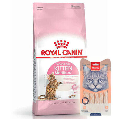 Royal Canin Kitten Sterilised Kısırlaştırılmış Yavru Kedi Maması 2 Kg + Wanpy Creamy Treat 5x14 Gr
