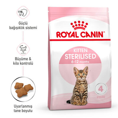 Royal Canin Kitten Sterilised Kısırlaştırılmış Yavru Kedi Maması 2 Kg x 2 Adet + 10 Adet Wooc Lolipop Ödül - 4