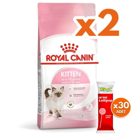 Royal Canin Kitten Yavru Kedi Maması 10 Kg x 2 Adet + 30 Adet Wooc Lolipop Ödül - 1