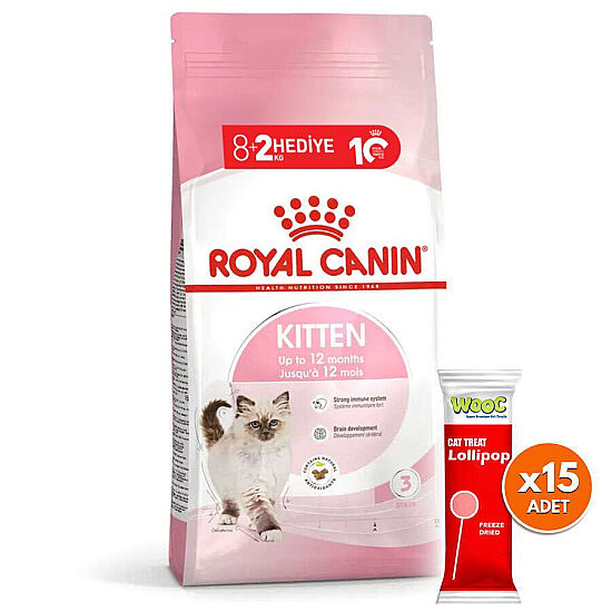 Royal Canin Kitten Yavru Kedi Maması 8+2 Kg (Toplam 10 Kg) + 15 Adet Wooc Lolipop Ödül - 1