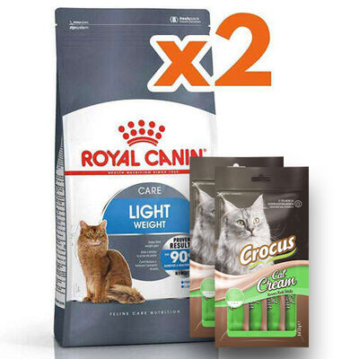 Royal Canin Light Weight Düşük Kalorili Kedi Maması 1,5 Kg x 2 Adet + 2 Adet Crocus Cream Ödül 4x15 Gr