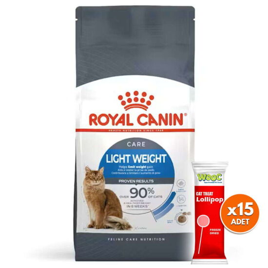 Royal Canin Light Weight Düşük Kalorili Kedi Maması 8 Kg + 15 Adet Wooc Lolipop Ödül - 1