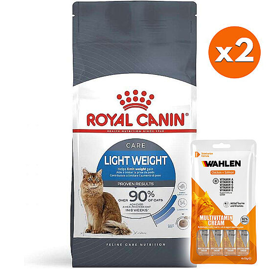 Royal Canin Light Weight Düşük Kalorili Kedi Maması 8 Kg x 2 Adet + 6 Paket Wahlen Multivitamin 4x15 Gr - 1