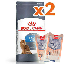 Royal Canin - Royal Canin Light Weight Düşük Kalorili Kedi Maması 8 Kg x 2 Adet + 2 Adet Wanpy Creamy Treat 5x14 Gr