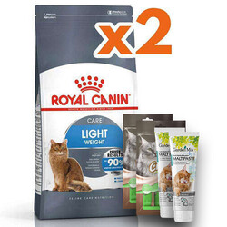 Royal Canin - Royal Canin Light Weight Düşük Kalorili Kedi Maması 8 Kg x 2 Adet + 2 Adet Crocus Cream 4x15 Gr + Garden Mix Paste